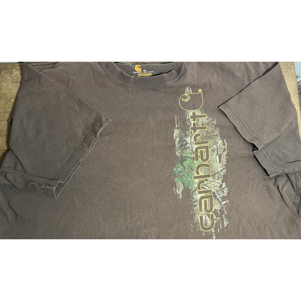 Men's XL Carharrt Brown Tee Simple Work Farm Sport Graphic Tee